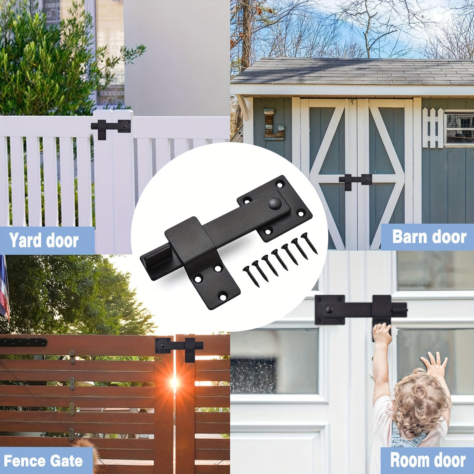 360 Degree Rotating Door Bolt Latch Set Metal With Polished Finish Hand