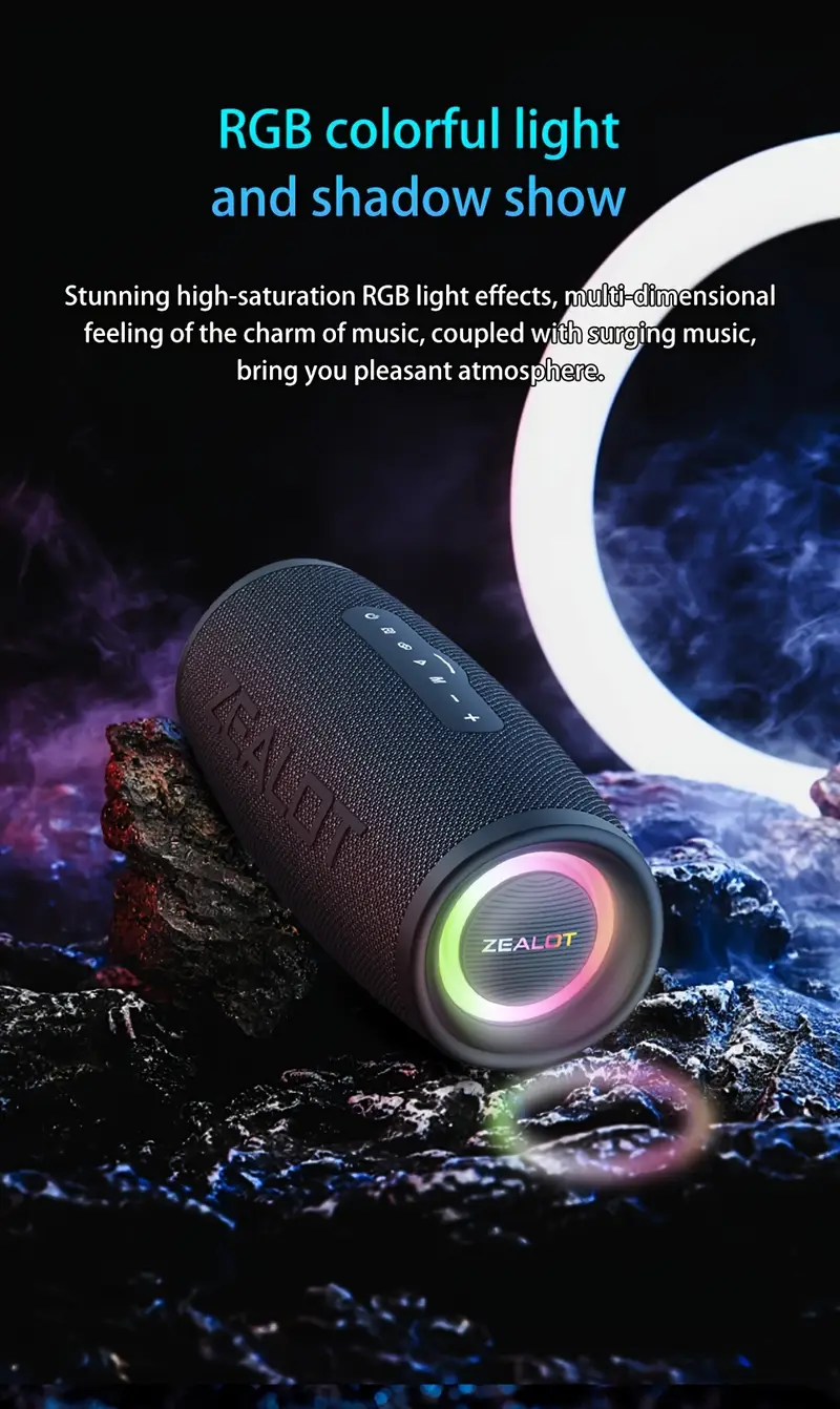 s56 40w portable wireless speakers subwoofer with eq dual pairing long 24h playtime loud stereo bass boost usb c charging ipx 5 for home car outdoor camping black details 3