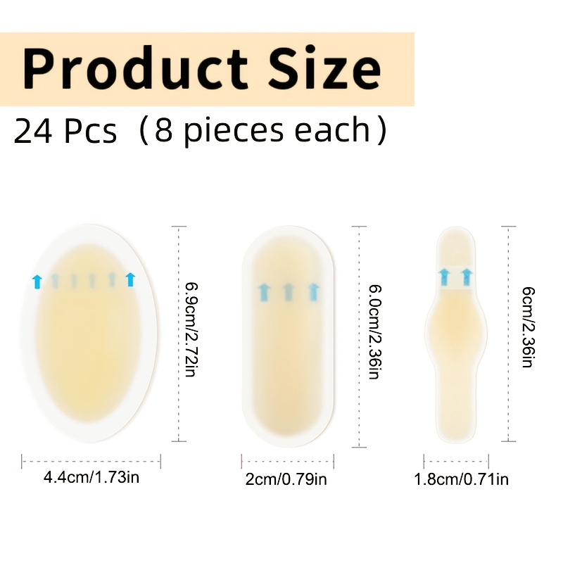 Image of 24pcs Hydrocolloid Gel Heel Blister Patches, Water-resistant Adhesive Stickers In 3 Shapes - Black High Heels Compatible, Foot |flexible Heel Protectors|waterresistant , Shoe Pads