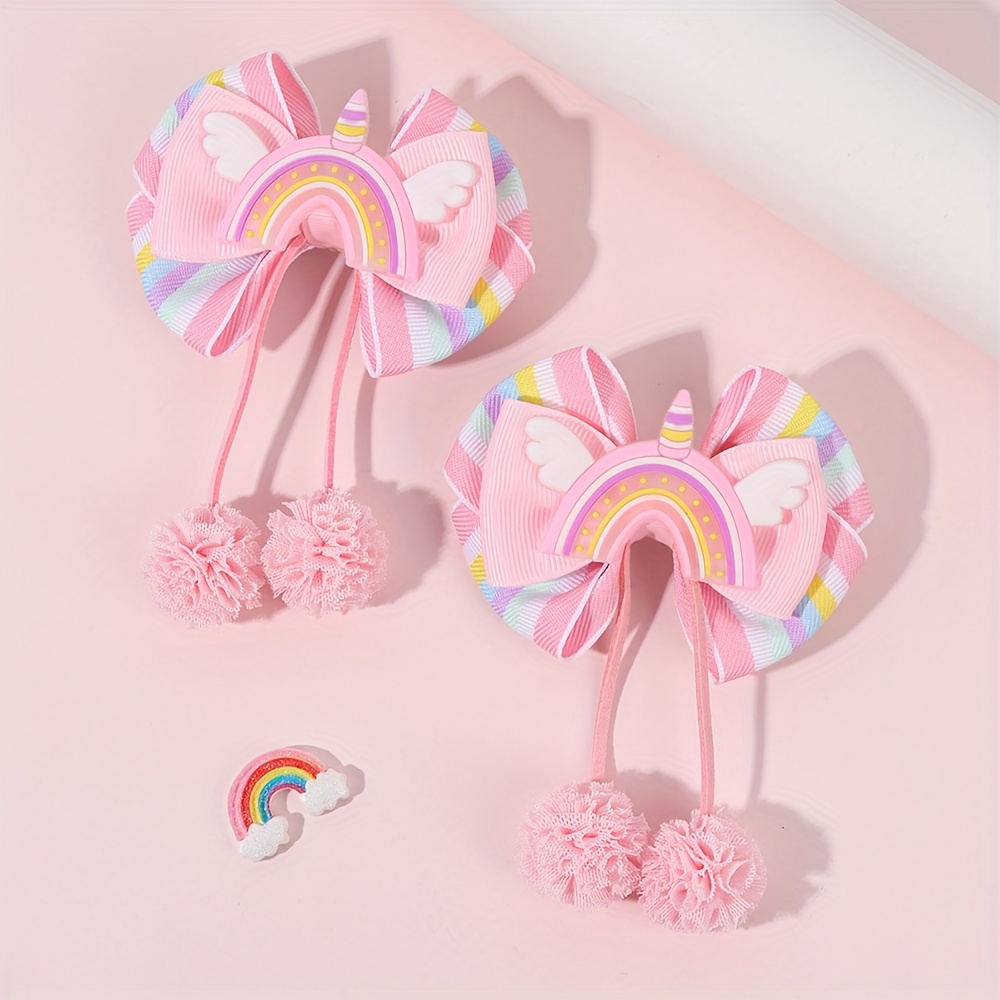 

2- Striped Unicorn Bow , Polyester Accessories For ,