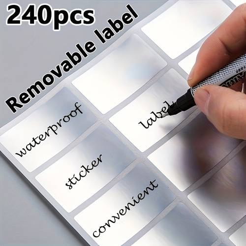 240pcs reusable waterproof oil resistant pet labels removable temporary sticky notes with easy handwriting surface for organizing storage boxes home folders sample identification versatile labeling oilresistant label