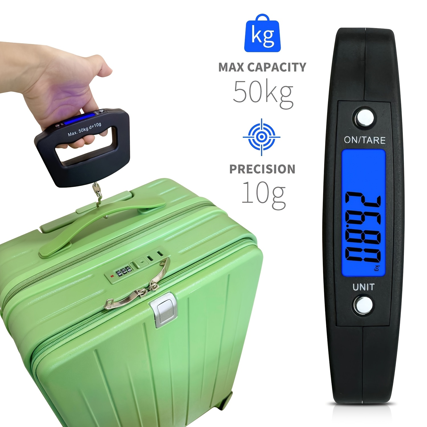 1pc 110lbs/50kg Digital Handheld Luggage Hanging Luggage Scale, for automotive detailing tools, Mini Portable Electronic Scale, Fast Scale with Backlit LCD Display, Travel Essentials, Christmas Thanksgiving New Year Gift(Batteries Not Included)