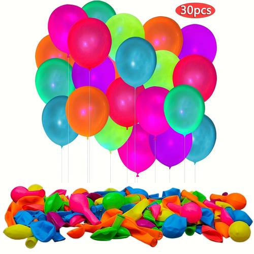 30pcs neon glow balloons 10 inch uv reactive fluorescent disco party decorations birthdays festive wedding graduations carnivals versatile holiday decorations