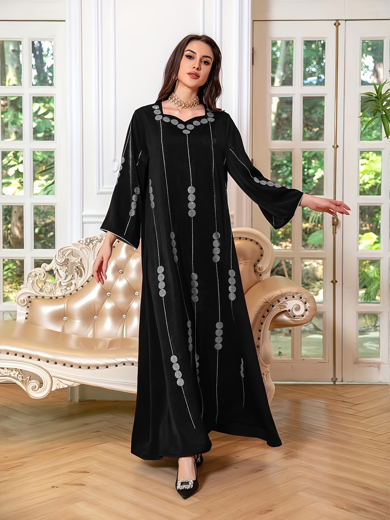 muslim attire arab dubai satin sequin fashion dress gown - Temu New Zealand