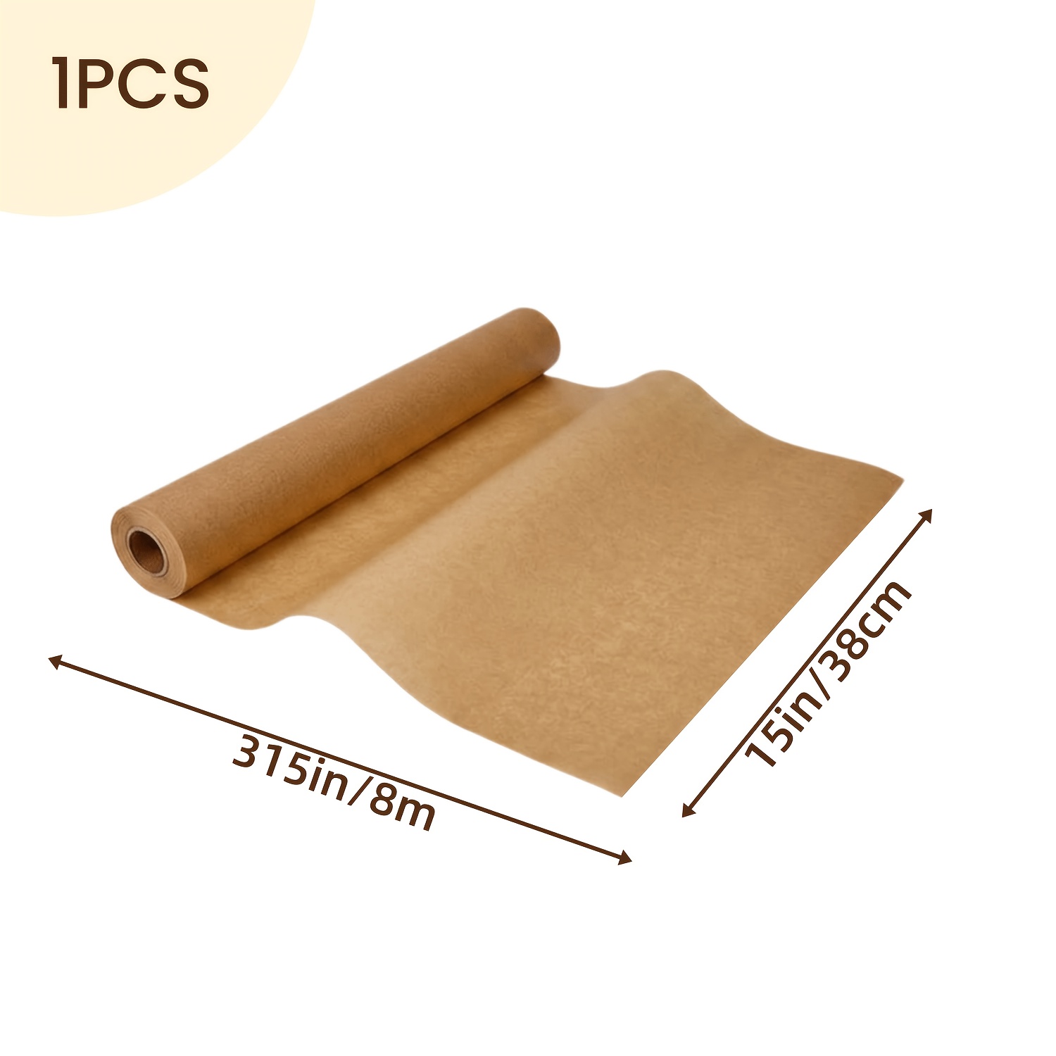 Image of 15in X 164ft Parchment Paper Roll For Baking & Cooking, Natural Unbleached Brown Parchment Paper Sheets, Heat Resistant Baking Liners For Kitchen, Grilling, Air Fryer, Roasting