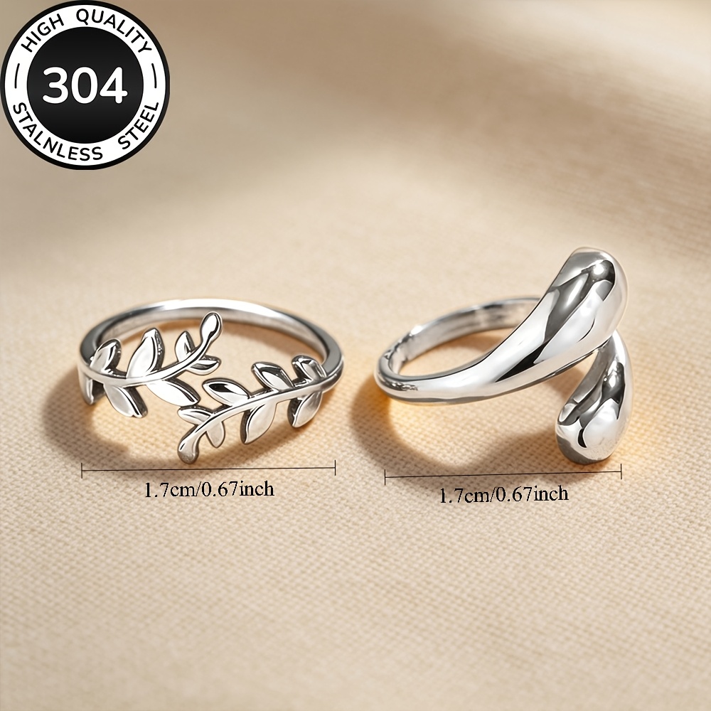 2pcs High-Quality 304 Stainless Steel Golden Open Rings