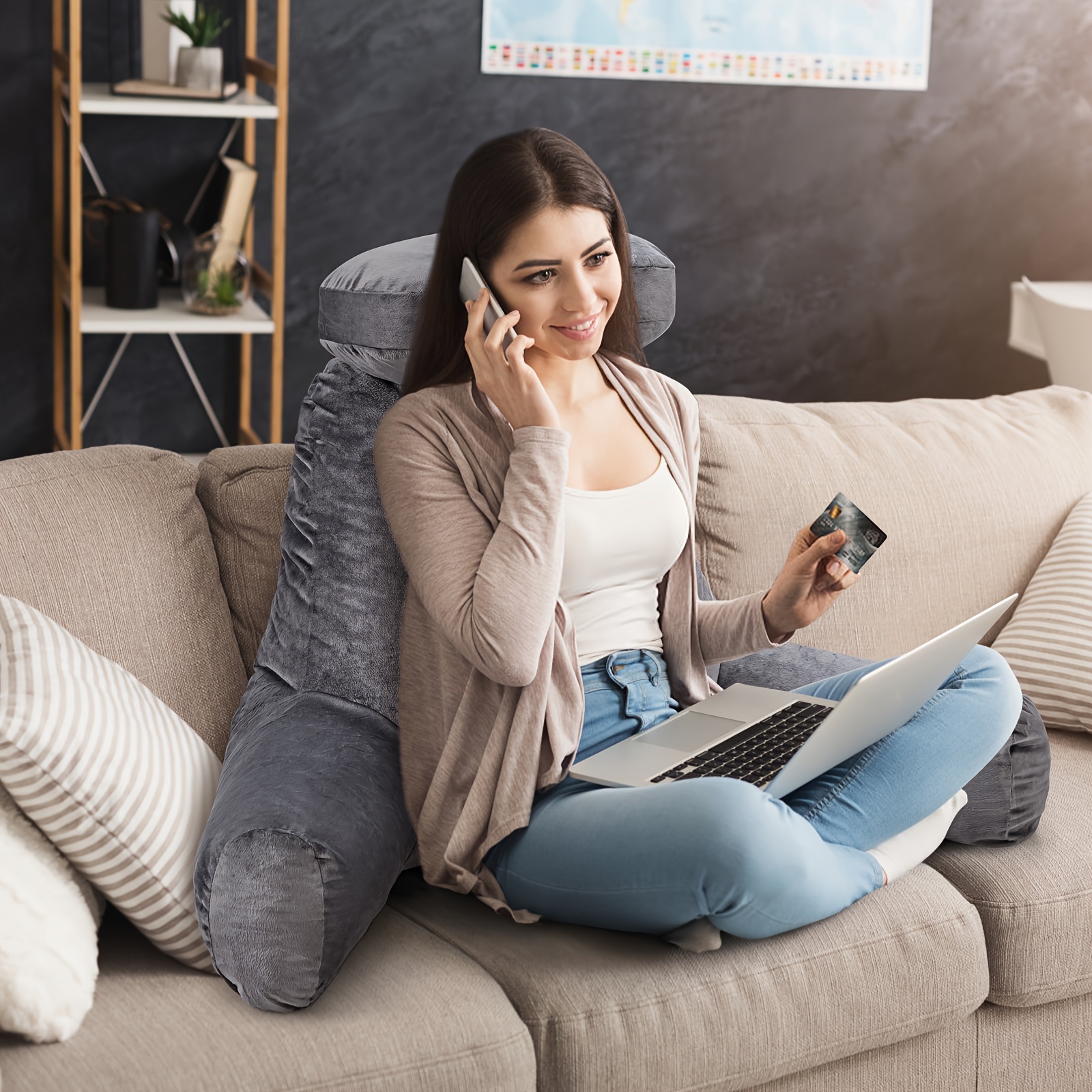 almohada lectura tv cama reposabrazos soporte Temu