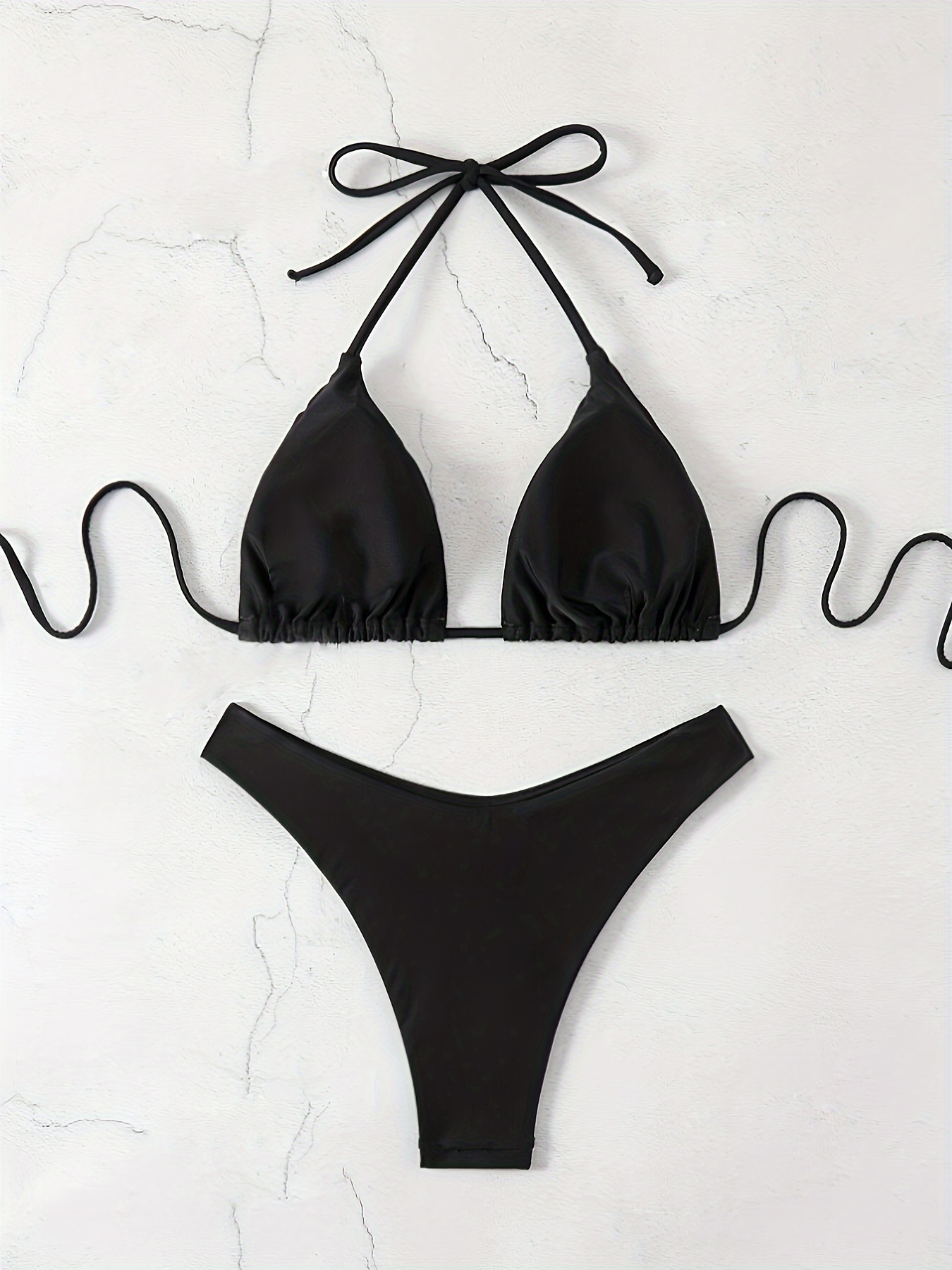 April Themed Halter Neck Bikini Swimsuit Set, Two-Piece Swimwear.