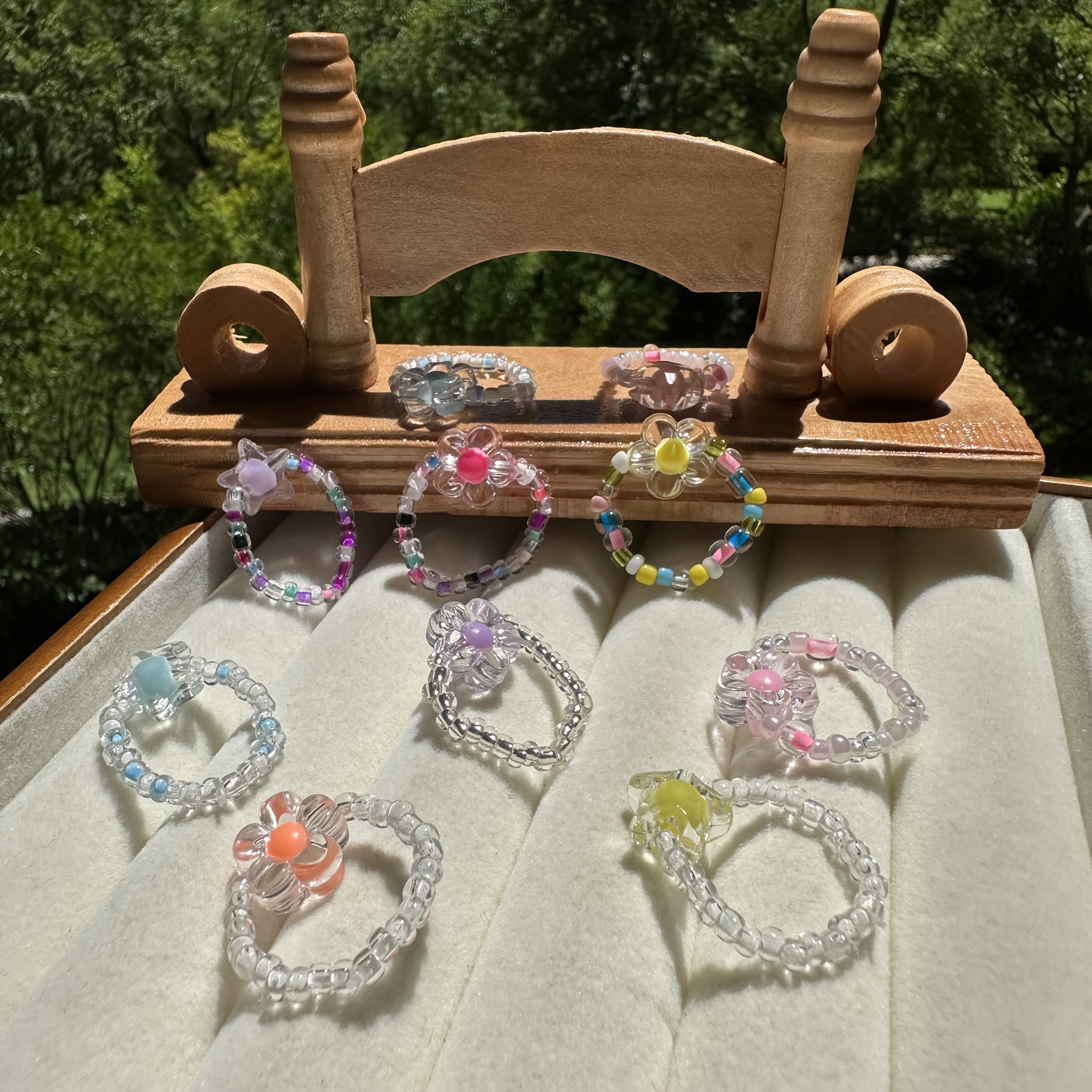 Image of 10pcs Set Women's Bohemian And Seed Bead Beaded Rings For, , Simple Summer Outfits