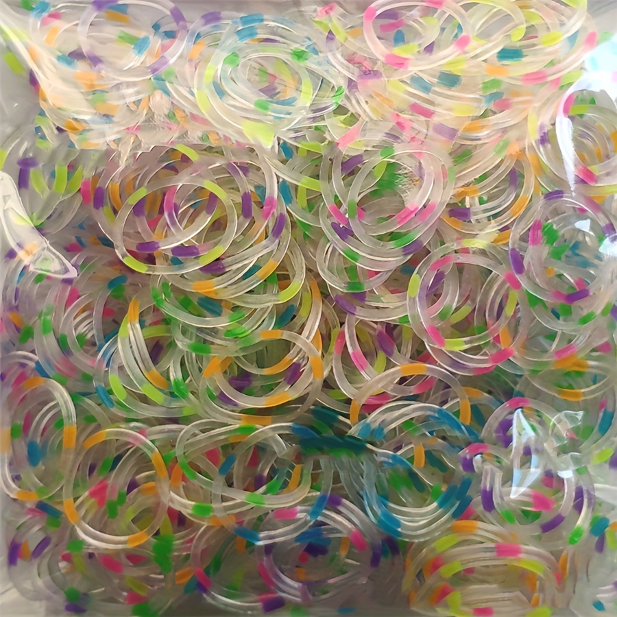 

500pcs/1000pcs Rubber Band Set Transparent Colorful Handmade Braided Elastic Loom Bands For Diy Hair Accessories Headband Jewelry Making Braided Friendship Bracelet Kit