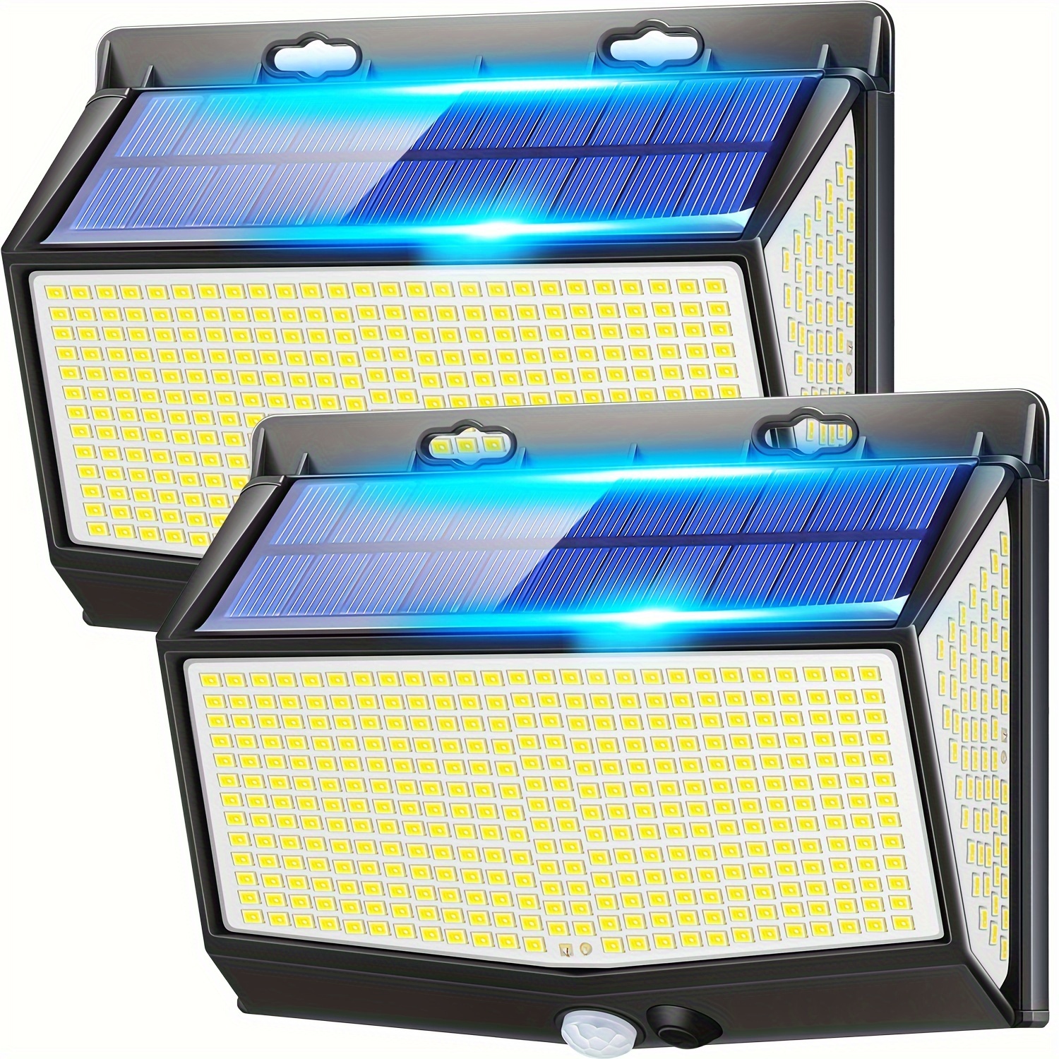 Luces solares para exteriores – Sensor de movimiento giratorio  de 2000 lm, 350 LED con luz de seguridad solar con IP65 impermeable LED  para exteriores, luz de pared inalámbrica súper brillante