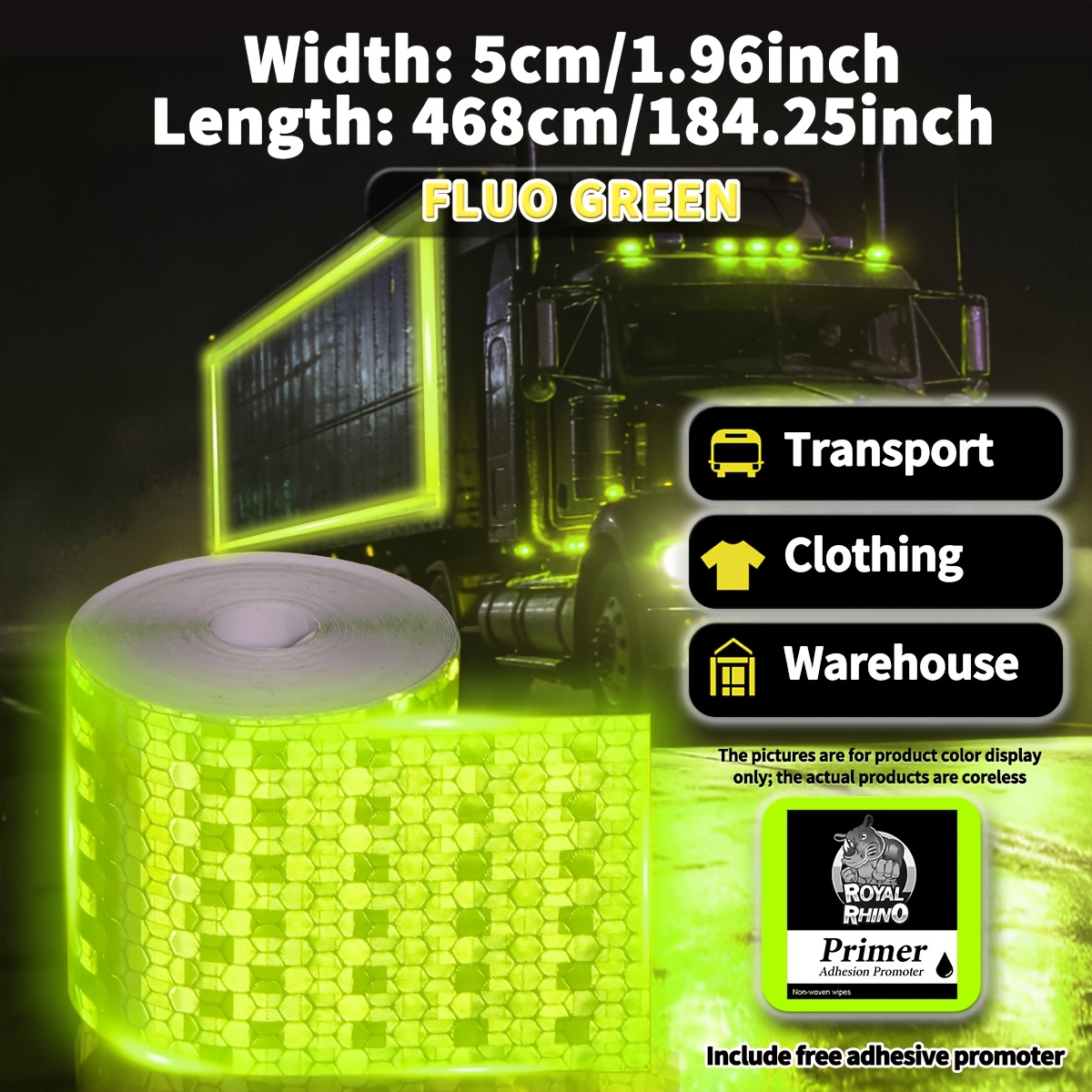 TEMU -color 184.24-inch Reflective Safety Tape | Pvc Anti-collision Warning Tape, Durable, Waterproof, Self-adhesive, High Nighttime Visibility,