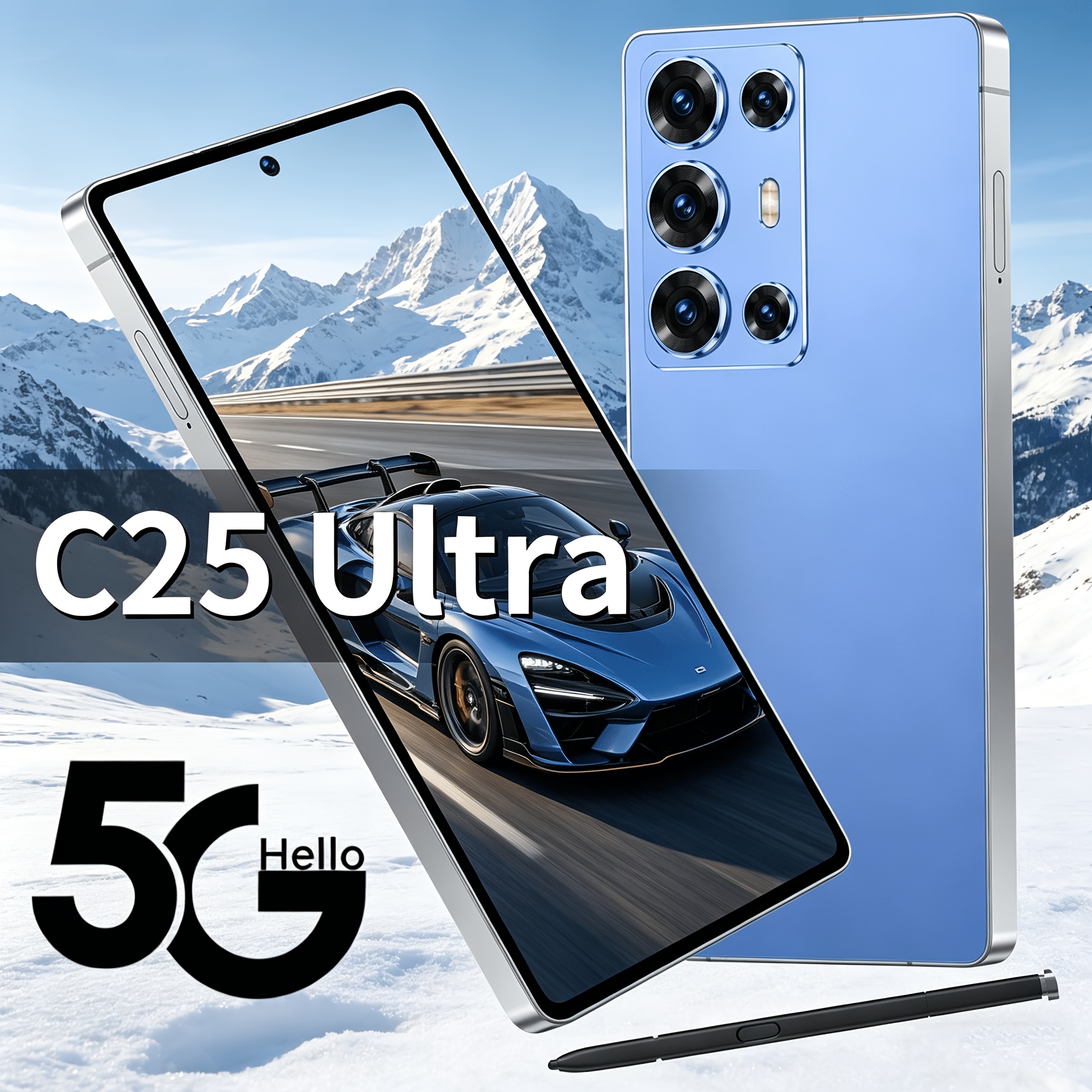 C25 Ultra Android 13 Smartphone, Dual SIM, 6.8-Inch Wide-Angle Large Screen, 6GB Large Memory 64GB Storage, Professional Stylus, 3800mAh Strong Battery Life
