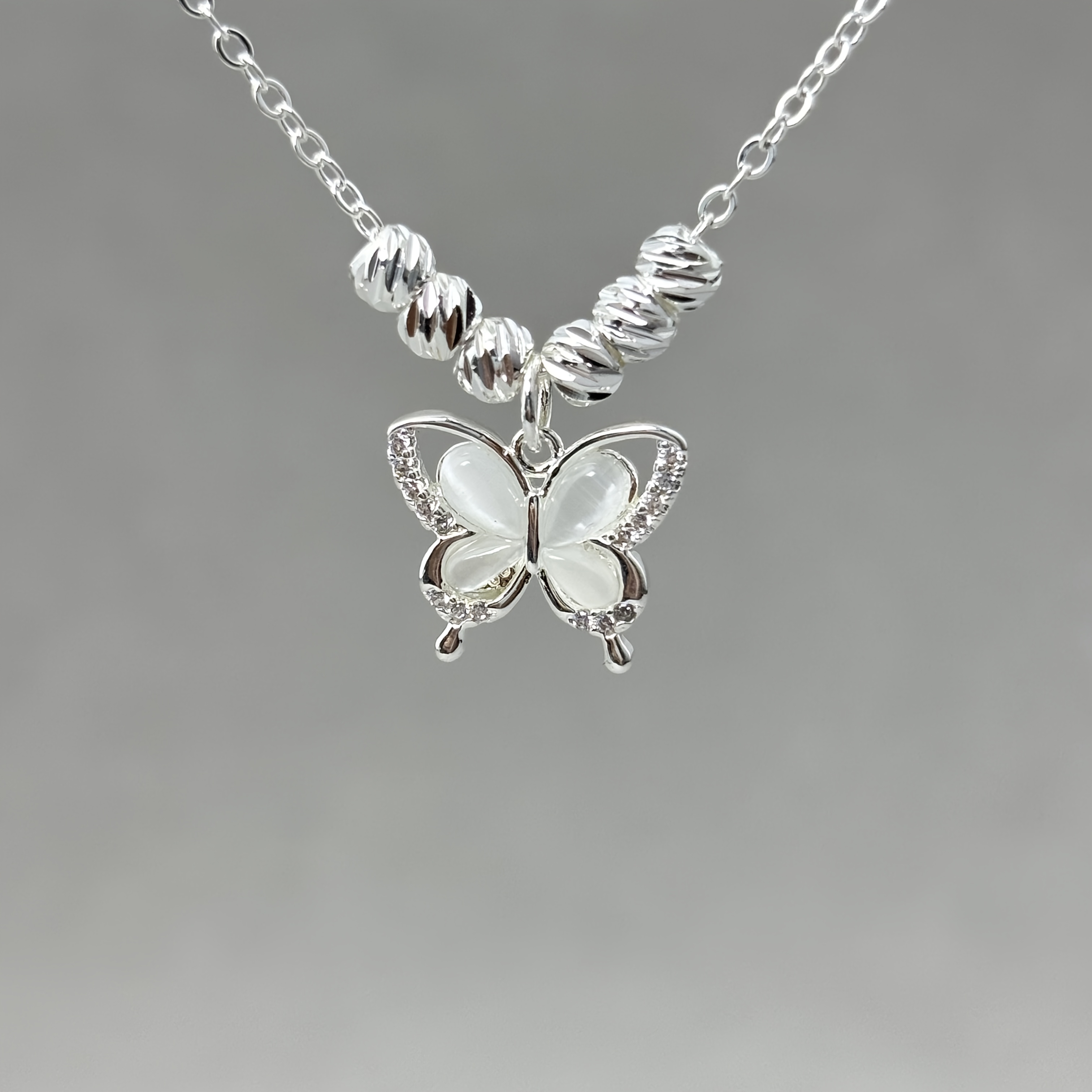 TEMU S925 Silver Necklace, New Chinese-style Pendant, Women' Luxury With Bead, Fashionable Sweet Collarbone Chain.