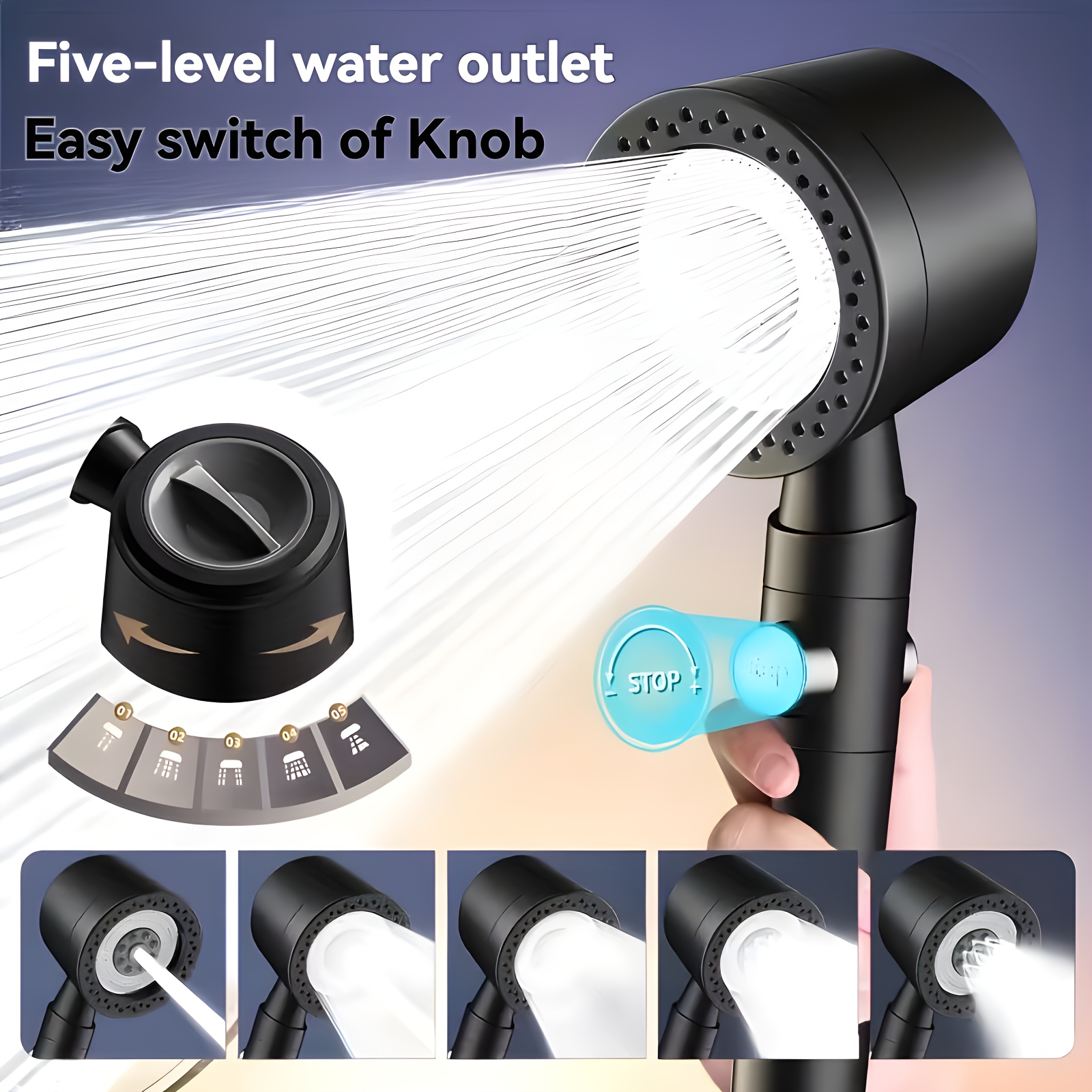 ultimate A Handheld Shower Head Set Featuring a Shower Hose, Five Adjustable Water Flow Settings, And Built-In Filtration, Perfect for Enhancing Your Bathroom Experience with Luxury. for Shower Use Only 9 ultimate A Handheld Shower Head Set Featuring a Shower Hose, Five Adjustable Water Flow Settings, And Built-In Filtration, Perfect for Enhancing Your Bathroom Experience with Luxury. for Shower Use Only - Image 9