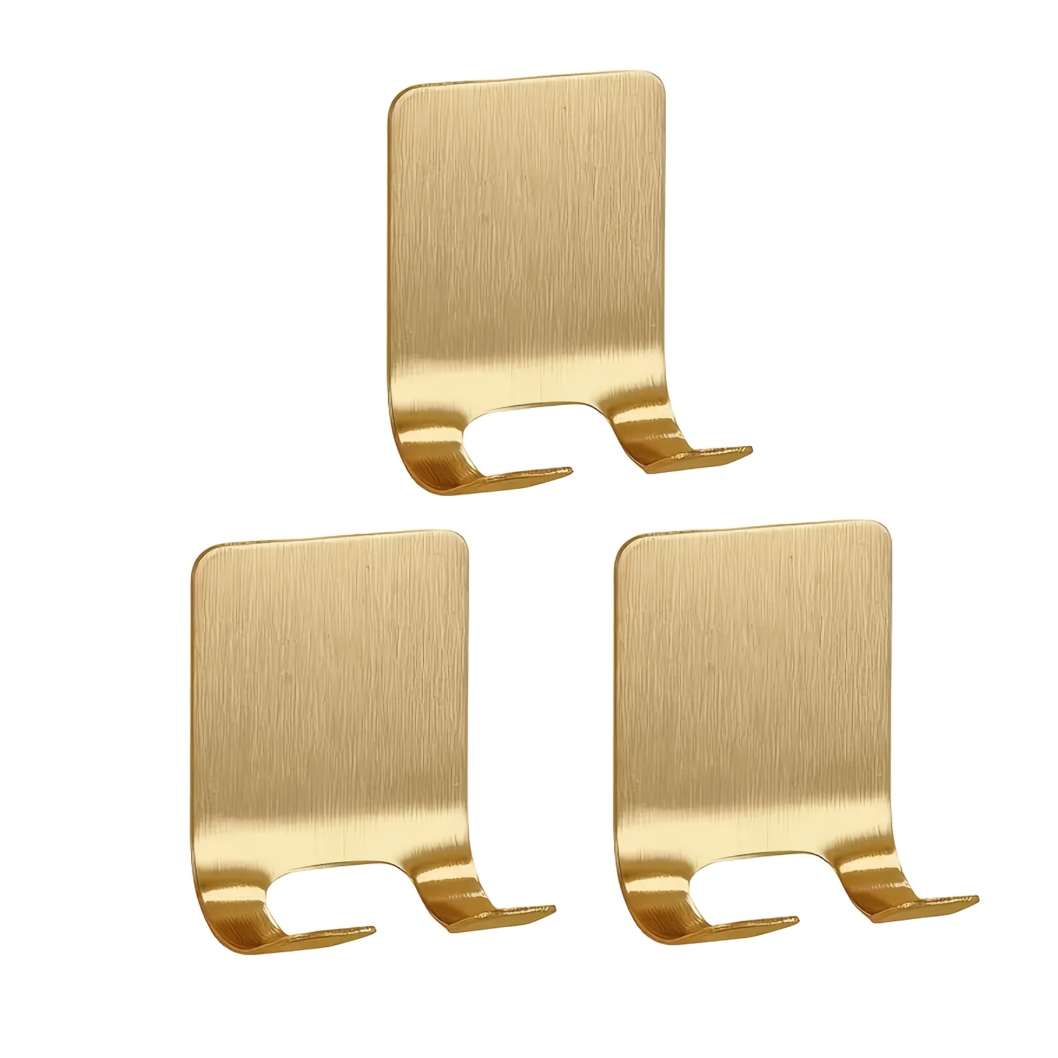 TEMU 3pcs Crochets dorés en acier inoxydable perçage, support mural auto-adhésif, organisateur polyvalent pour rasoirs, peignoirs, serviettes et
