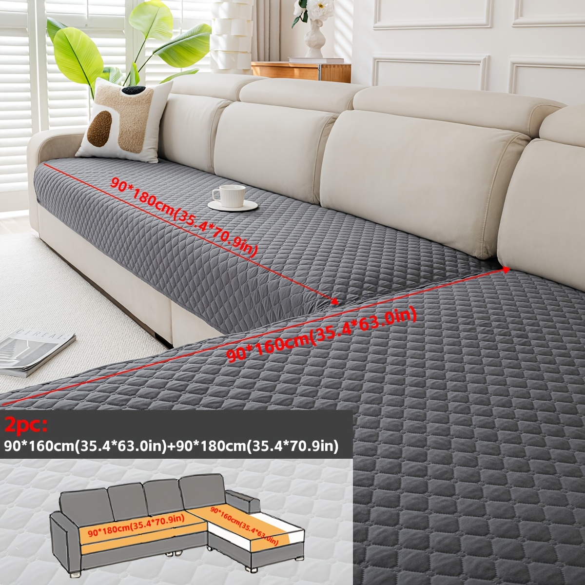 E-shop 2er-Set Luxuriöse Ultraschall-Sofakissen - Geeignet für -Sofakissen und L-förmige Eck-Chaise-Sofakissen - Maschinenwaschbar/Handwaschbar -