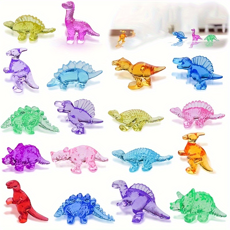 

30pcs Mini Dinosaur Figurines Set, Crystal Plastic Toy Gems For Diy Jewelry, Party Favors, No-battery Required Decorations For Graduation, Halloween, Thanksgiving, Christmas, New Year Gifts