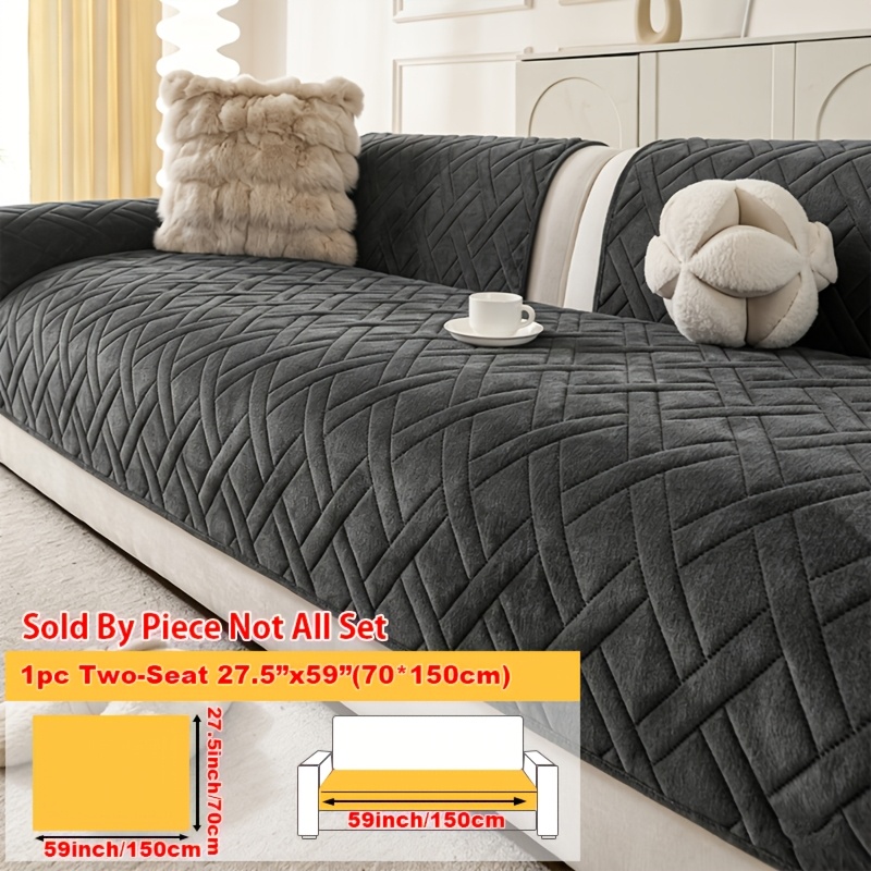 TEMU Housse de canapé 1 pièce en peluche à motif quadrillé, protège-canapé -rayures adapté aux animaux domestiques, housse de protection toutes ,