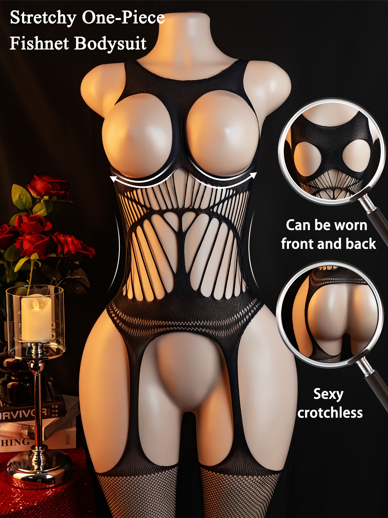 lingerie black breast see suit bodysuit