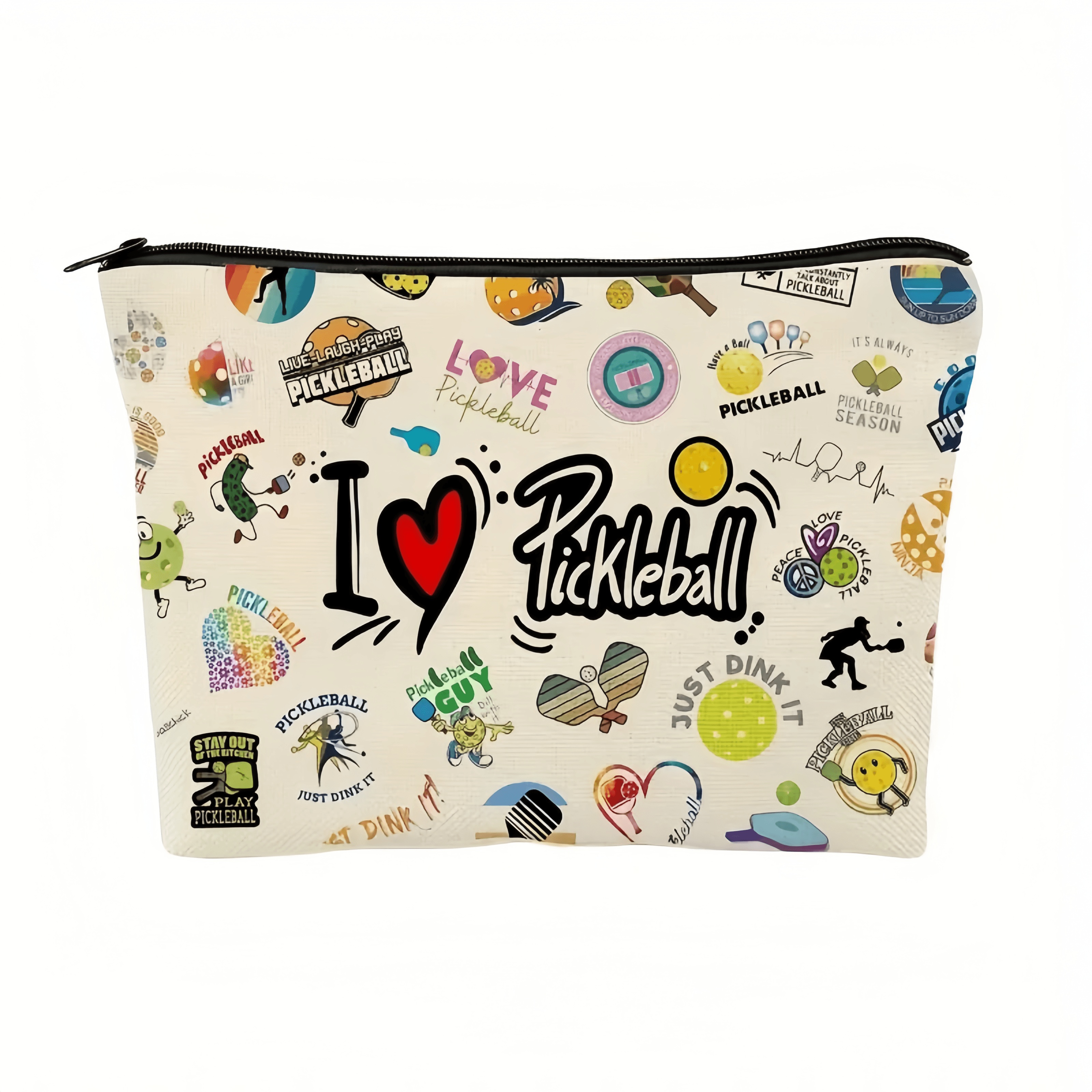 

1pc, I Love Pickleball Printed Cosmetic Bag, Travel Toiletry Pouch, Cute Essentials Lightweight Makeup Organizer, Multi-purpose Coin Purse, Women's Daily Gift Item, Durable Zipper Clutch