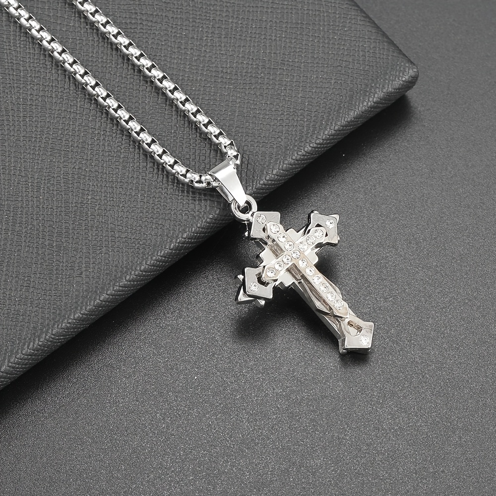 Image of Hip Hop Men's Cross Necklace For Mother's Day, Valentine's Day, And Anniversaries - The Wear Gift For Holidays, Birthdays, Fathers, , And Brothers
