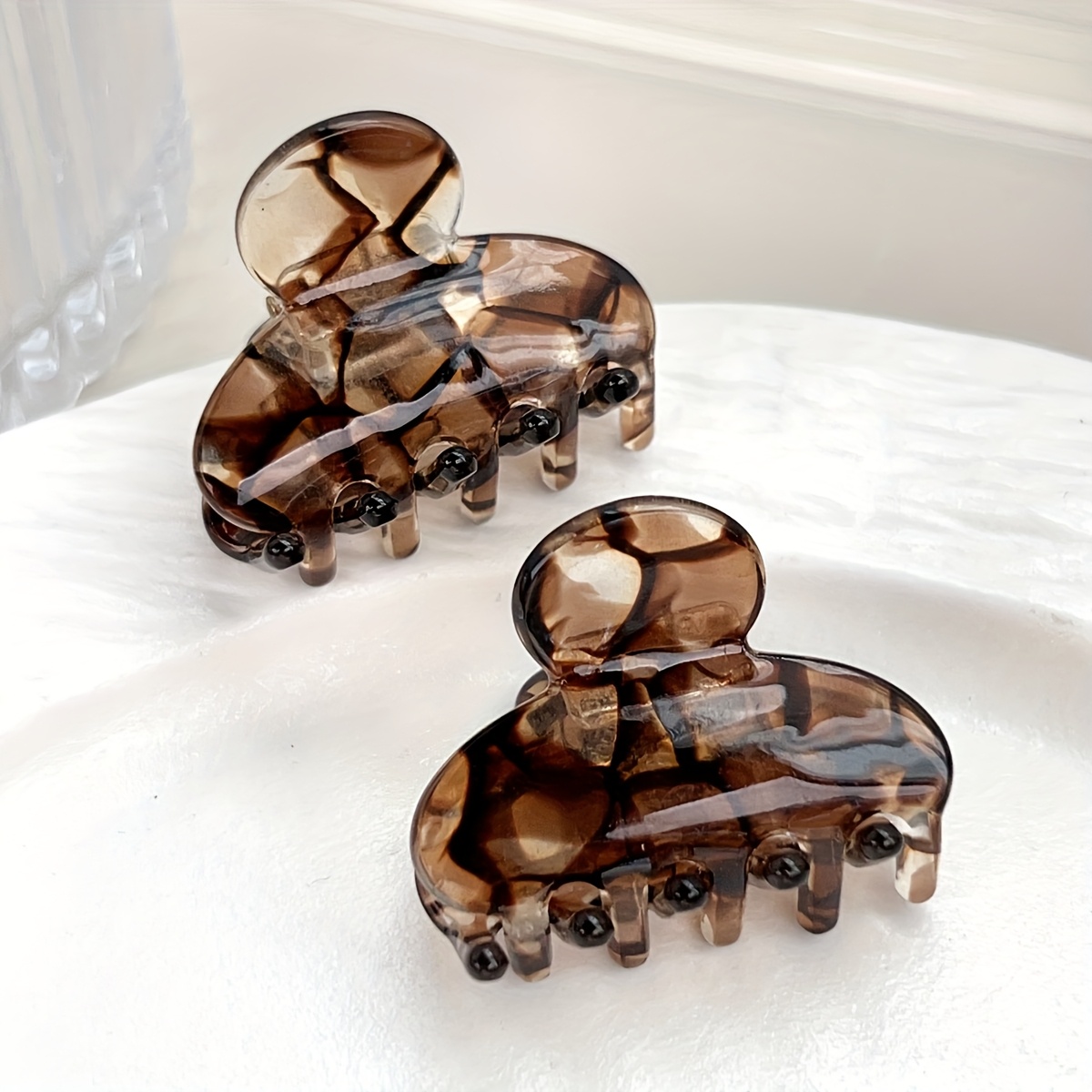 TEMU 2pcs 2pcs French Acetate Fiber Hair Clips, Elegant Ladies Floral Side Hair Clips, High-end Fashionable Hair Clips And Hair Accessories, Suitable