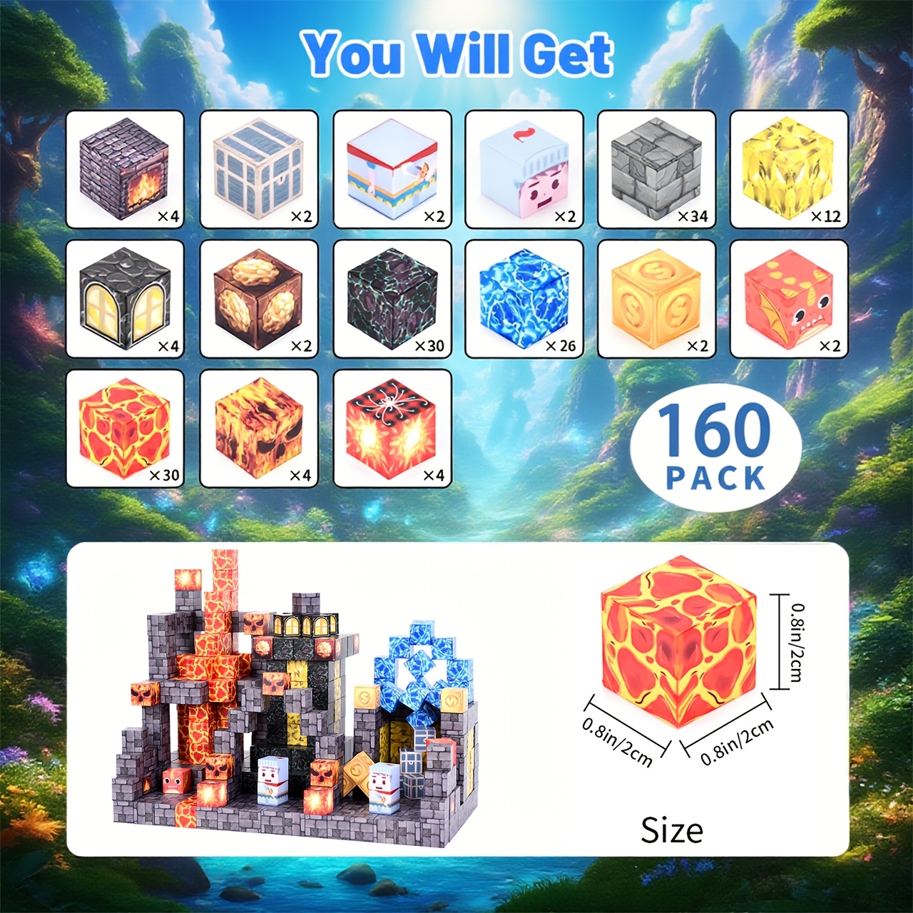 160 Magnetische Bouwblokken - Duurzame ABS Magnetische Kubussen met Gemengde Kleuren