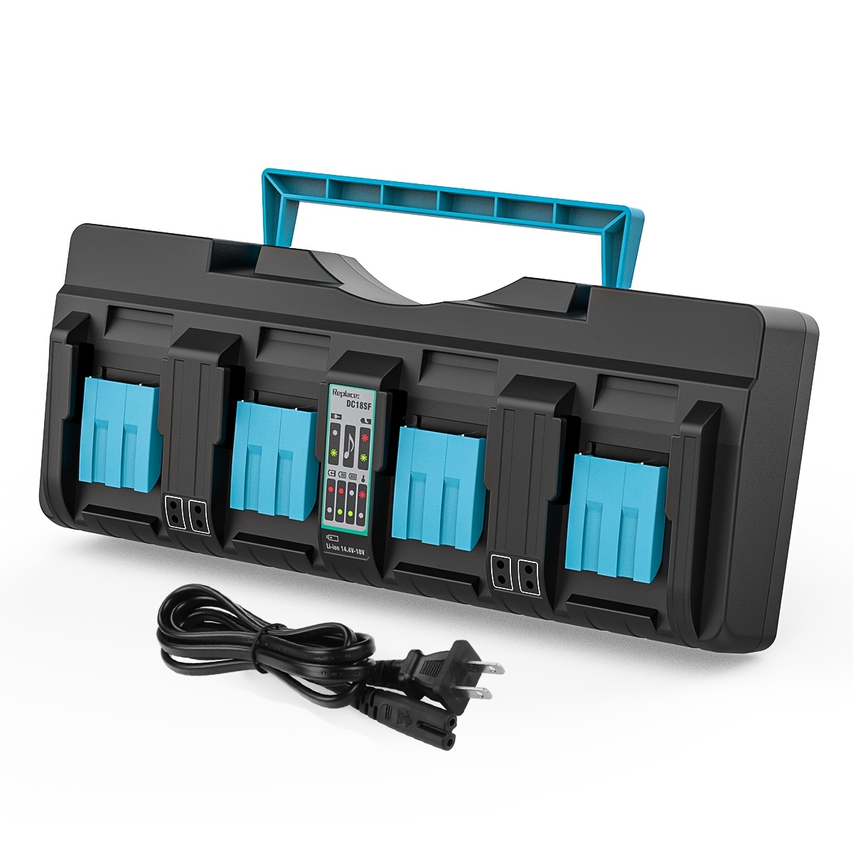 TEMU DC18SF 14.4V/18V Pièce de rechange pour chargeur rapide à 4 ports, compatible avec Makita 14.4V-18V Batterie Lithium-Ion BL1430 8L1850 BL1840