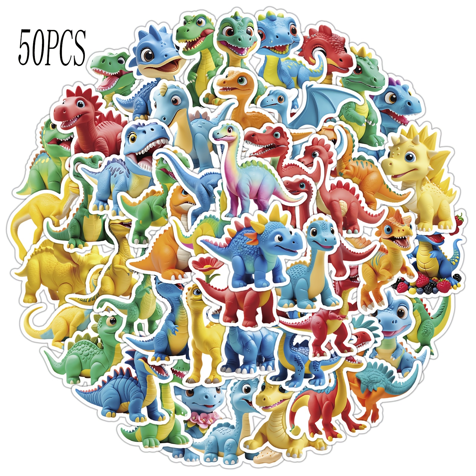 50pcs Dinosaur Stickers Aesthetics Stickers For Scrapbooking, Diary, Laptop, Bumper, Skateboard, Water Bottle, Computer, Phone, Cartoon, Hard Hat, Car Stickers