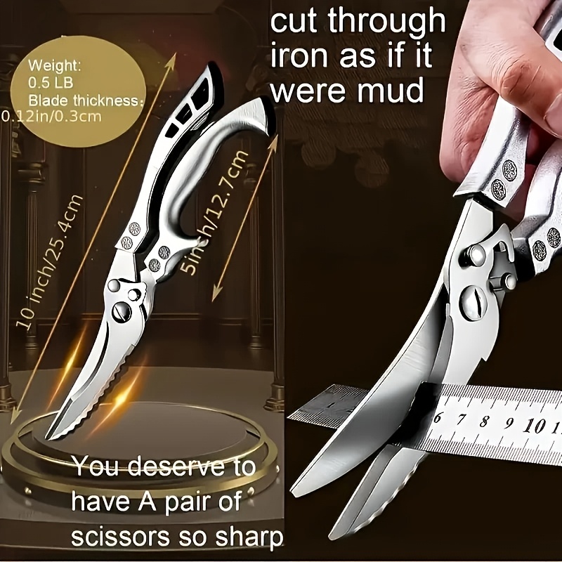 1 professional stainless steel kitchen shears heavy duty poultry shears fish shears multi functional cooking scissors