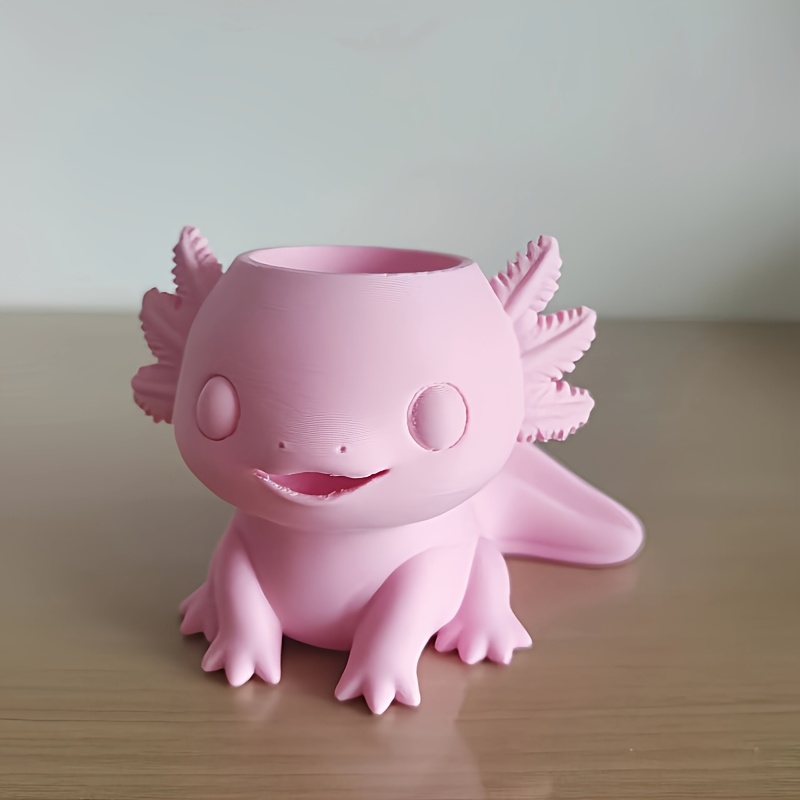 TEMU Adorable Pink Salamander-shaped Planter Pot Suitable For Small, Moss Balls, Herbs & Air Plants - Lightweight Plastic Mini Terrarium For Desktop