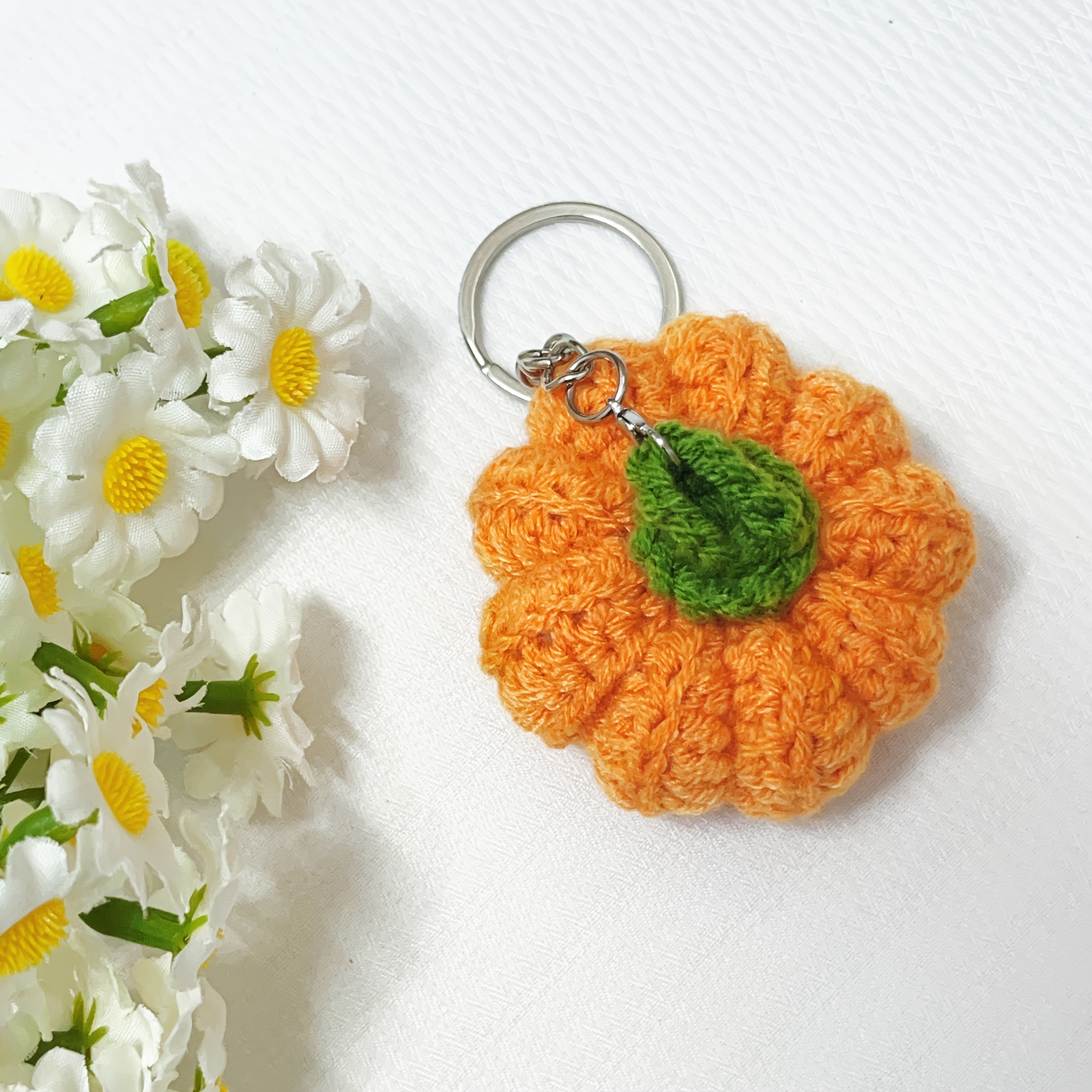 Image of 1 Handmade Crochet Simulation Pumpkin Pendant, Used As A Bag Charm (including Keychain), Thanksgiving, Halloween, Christmas, Indoor And Outdoor Decorations, Decorations