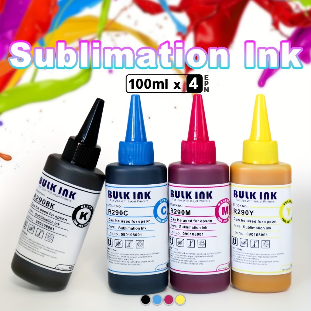 

Set: 4 Color Sublimation Inks For T-shirts, Mugs, Phone Cases, And More - Suitable For Et-2720, Et-2760, Et-2800, Et-15000, Et-2803, Et-2850, Et-3760, Et-4800, And Et-4760 Printers