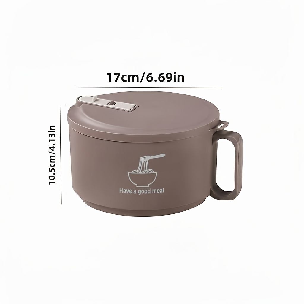 Image of Stainless Steel Insulated Noodle Bowl With Lid - 1200ml Large Capacity, Heat Resistant And Portable, Lid, Easy Drainage, Ultra-portable, Portable Lunch Box With Lid, Stainless Steel Ramen Bowl