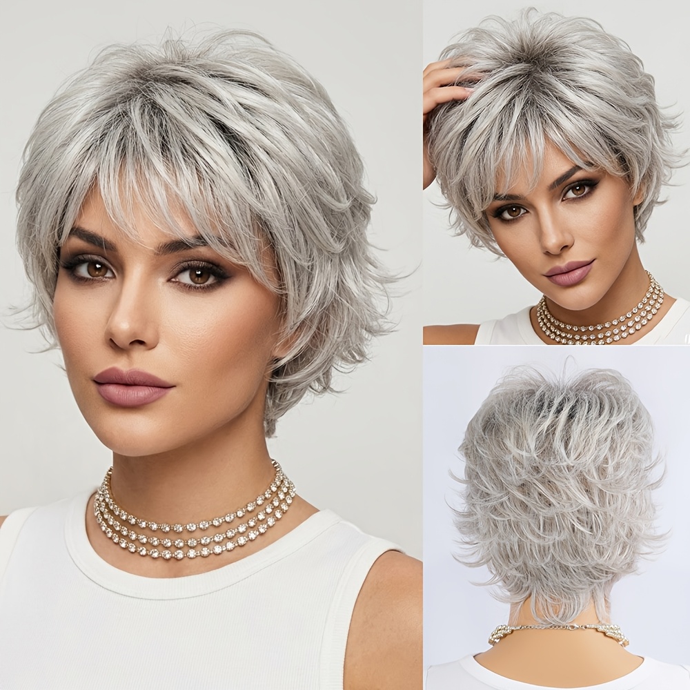 TEMU Unefine Women's & Unisex Short Curly Wig Suitable For Daily Wear & Parties - Glueless High-temperature Fiber Layered Synthetic Hair Wig With