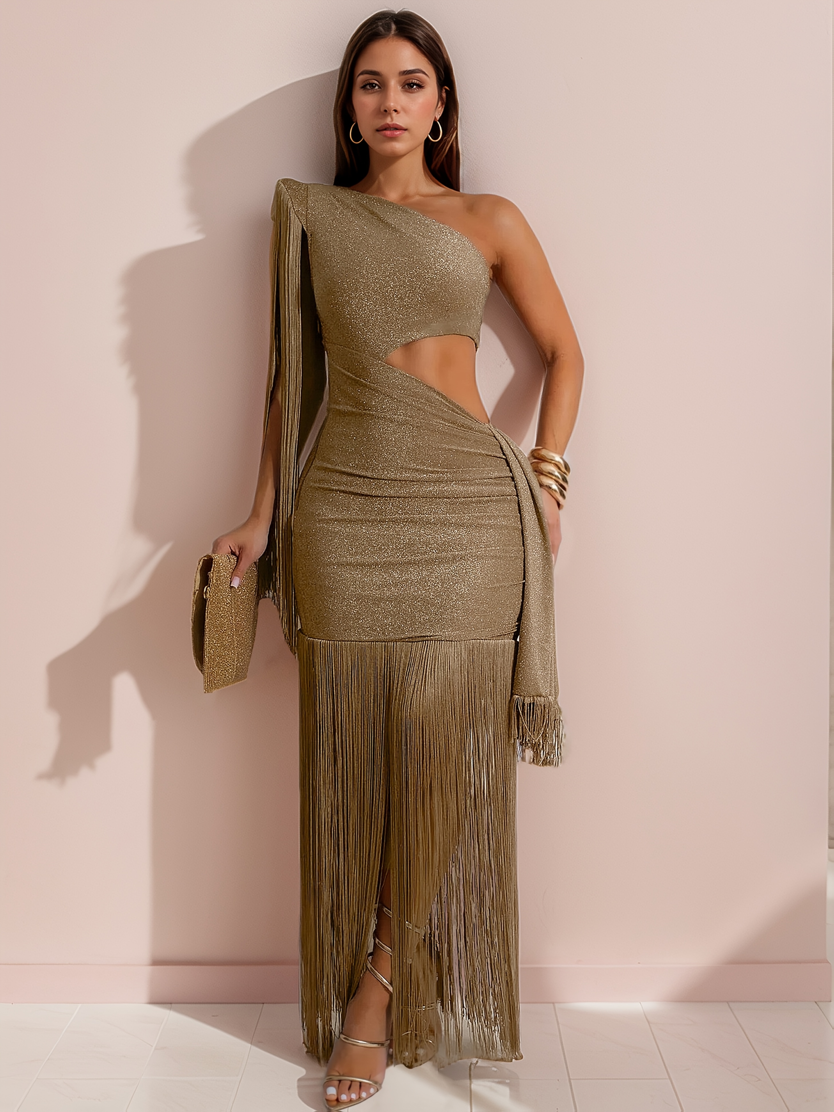 golden asymmetric dress Golden Asymmetric Dress | The Borrowed Collective main image 0
