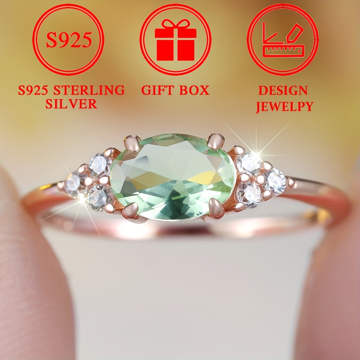 Women's Elegant S925 Sterling Silver Egg-shaped Zirconia Ring