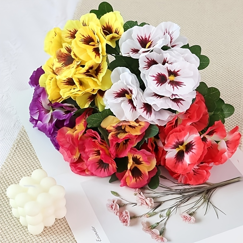 

10pcs Vibrant Artificial Pansies - Realistic & Maintenance-free, Outdoor & Indoor Decor, Porch, Garden, Window Boxes - Multicolor, Includes Magenta, Chrysanthemum, Hanging Pot Decor