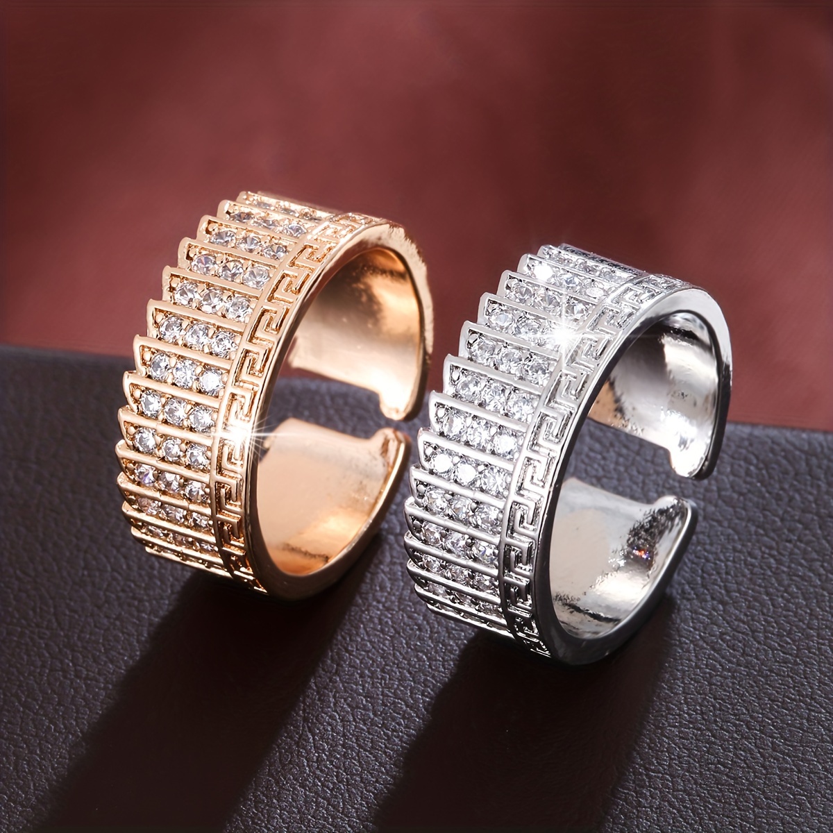 Two Layer Luxury Design With Fashionable Golden Plated Finger Ring For  Women.