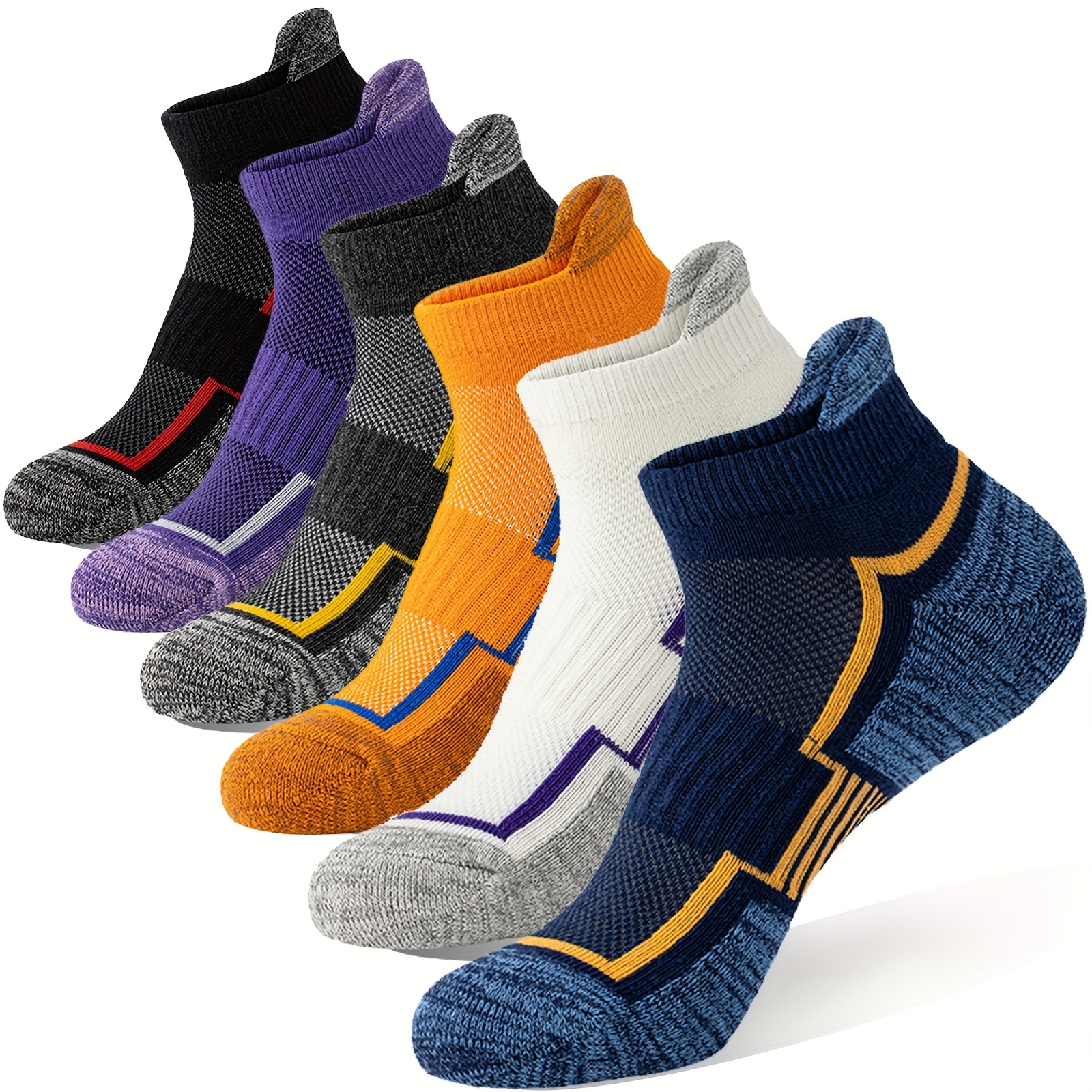 

6 Pairs Of Hiking Running Ankle Socks For Men And Women Support Sweat Absorbing Breathable Thick Cushion Low Cut Invisible Socks For Festival Gift Sock