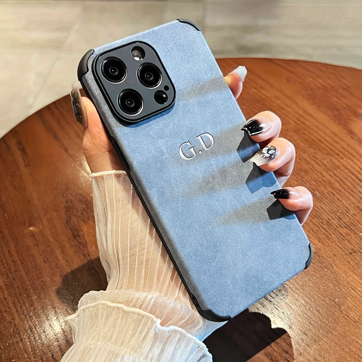 Black Leather Custom Name Case