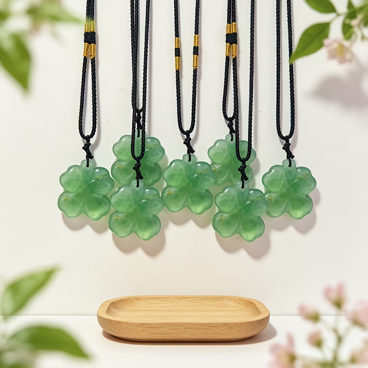 Natural Crystal Fluorite Four-Leaf Clover Necklace, Gift for Her