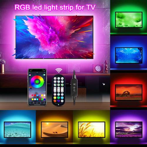 led smart light strip rgb tv backlight dimmable multi color change high brightness lamp beads with 2 4g remote control and app wireless control suitable for tv background computer viewing atmosphere atmosphere