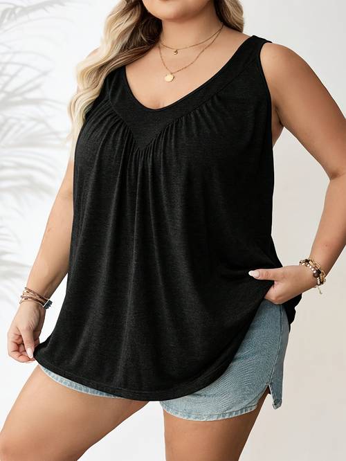 plus size plus size plus size womens suspender vest summer casual t shirt fashionable chest pleated design for outdoor vacation