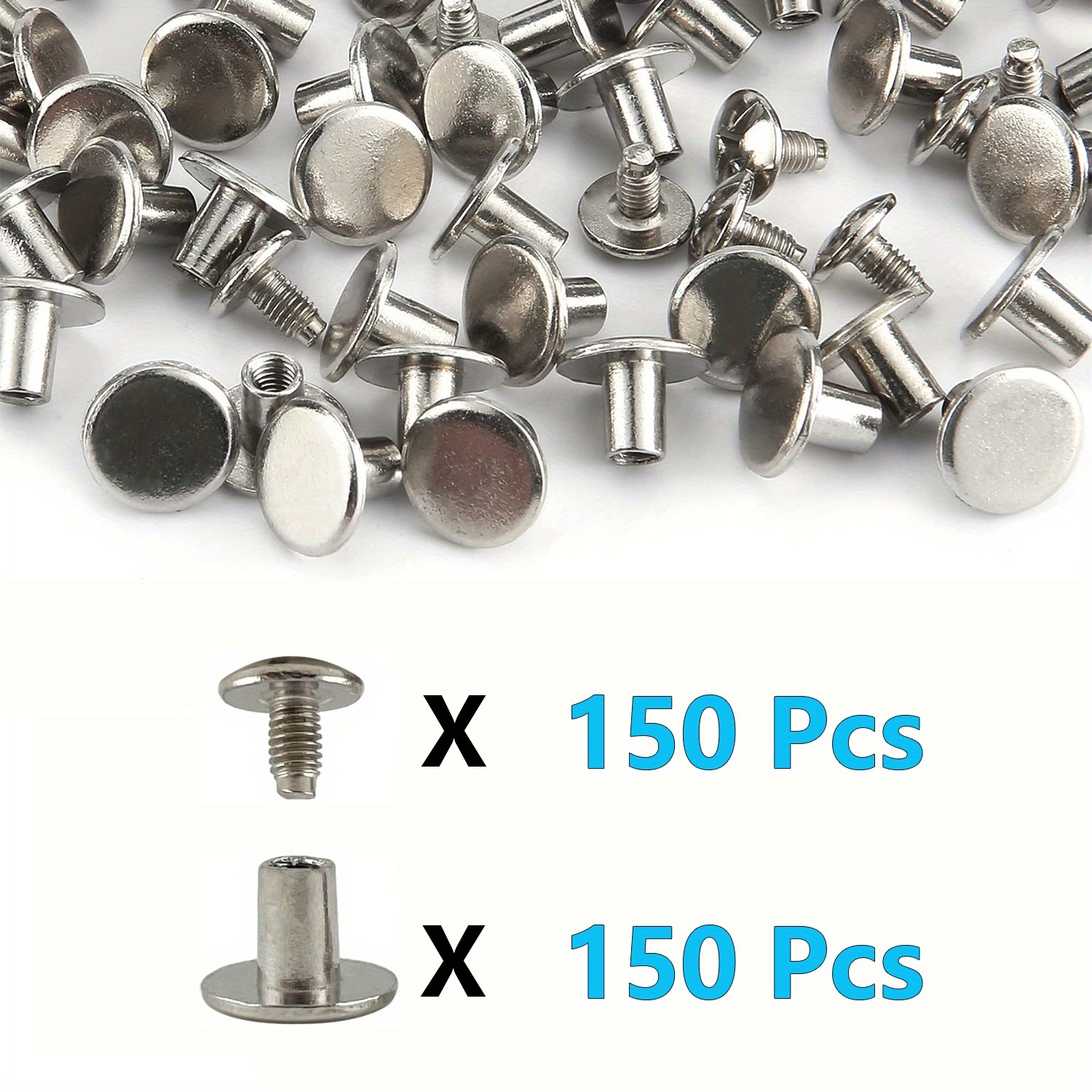 Image of 300pcs Chicago Screws Leather Kit, Screw Rivets For Leather Rivet For Diy Leather Craft And Bookbinding Bags Purse Dog Collars (silvery)