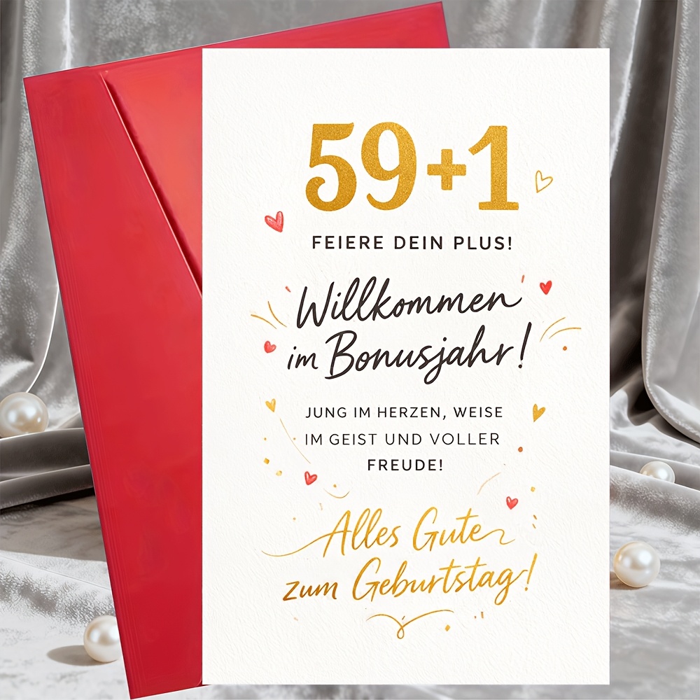 Image of 1 Greeting Card + 1 Envelope59 Plus 1 Birthday Card For Women And Men, Elegant Greeting Card For 60th Birthday Celebration And Milestone Giftgreeting Card