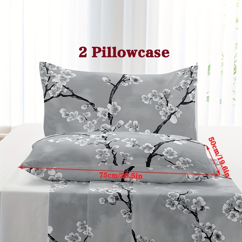 E-shop 2er-Set Kissenbezüge mit Blumenherz-Print, Umschlagverschluss, Handwaschbar, Maschinenwaschbar, Weiche und Atmungsaktive Bettwäsche für Zuhause,