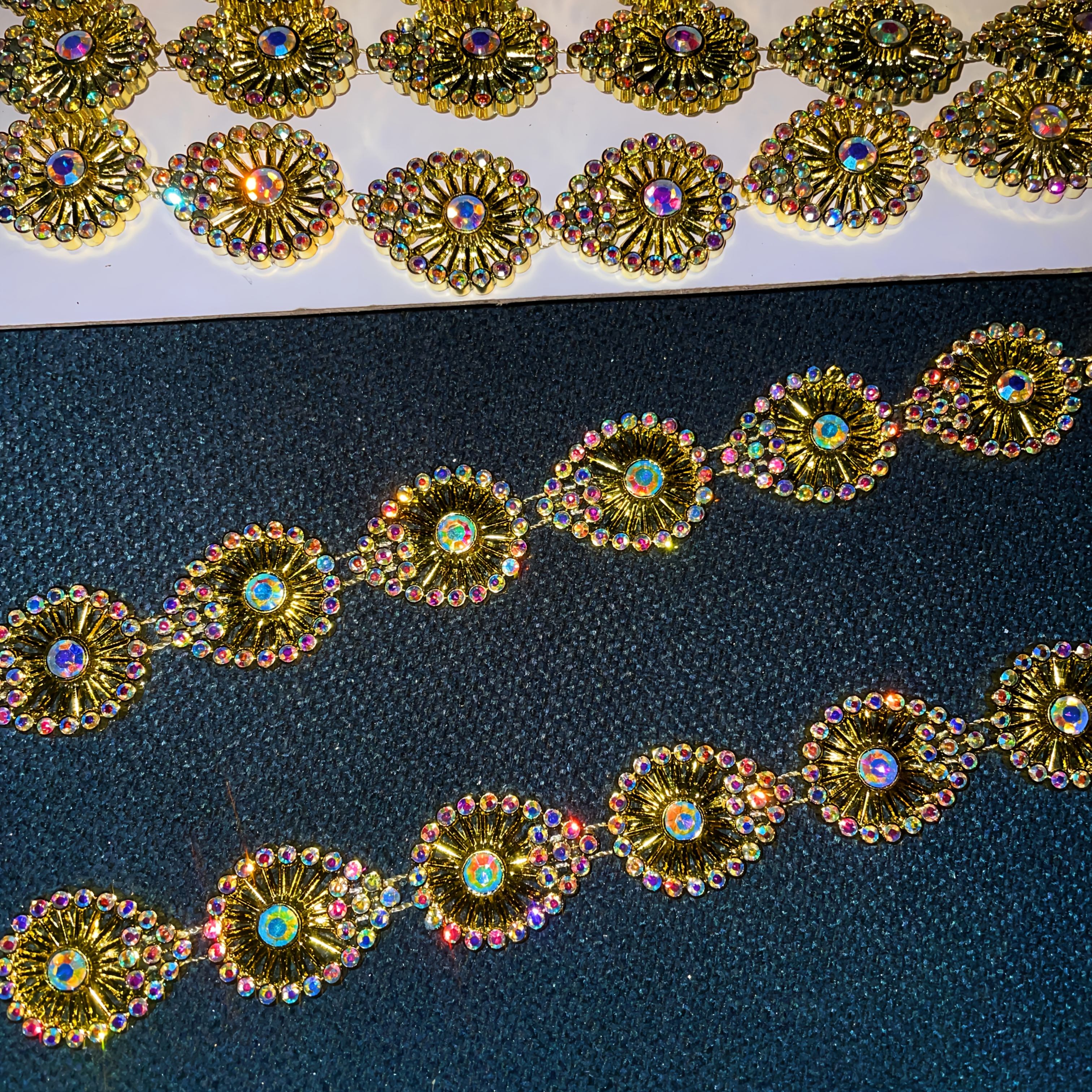 TEMU Bande à Strass à Coudre de 112 cm/44,09 po, Dentelle à Strass à Coudre, Incrustation de Strass Scintillants, Parfait pour Robes de Mariée,
