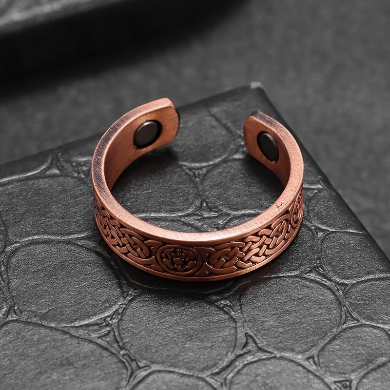 Copper Geometric Cloud Pattern Open Cuff Ring, Daily Wear Accessory